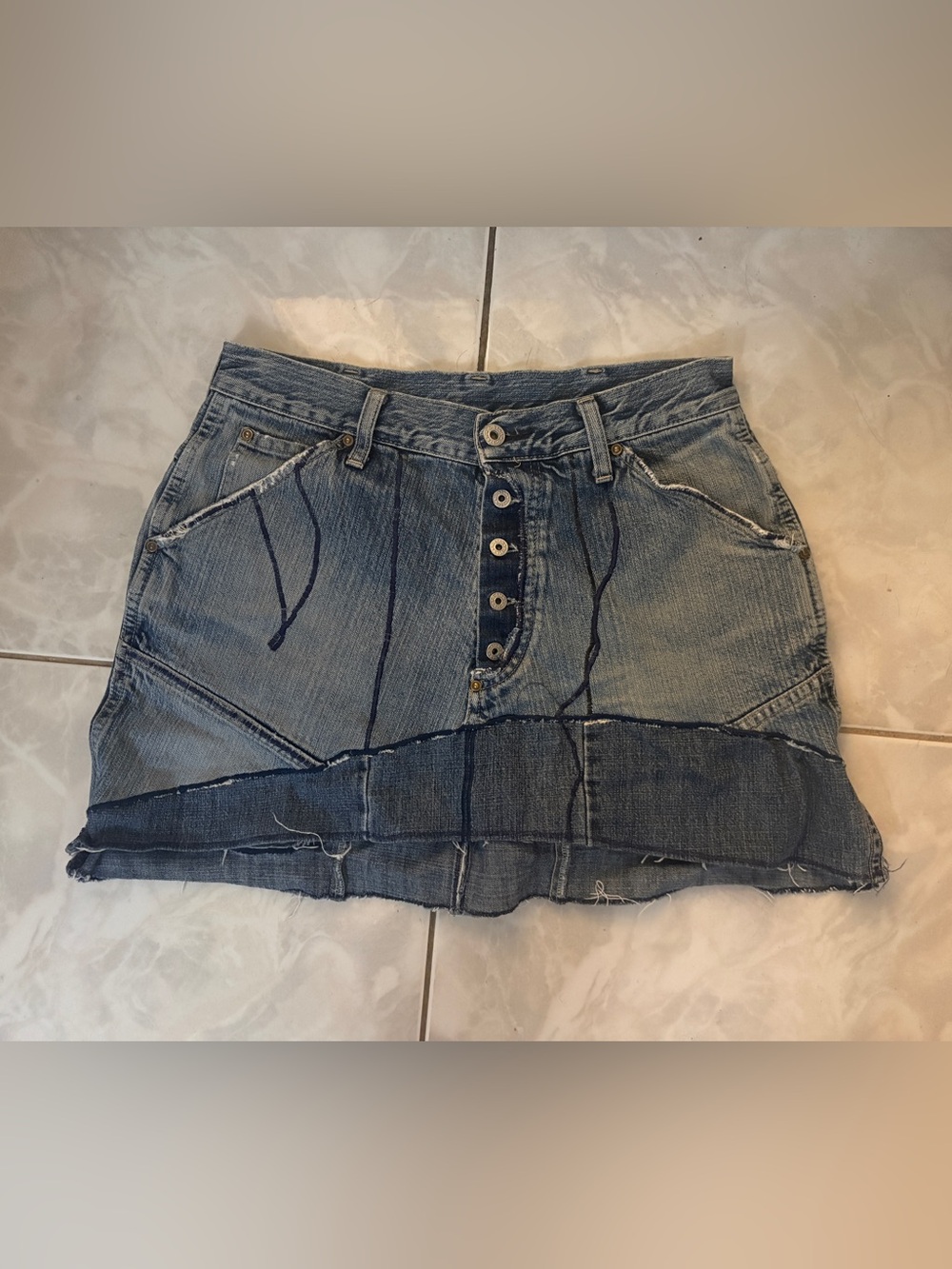 G-Star Two-Tone Denim Mini Skirt in Blue